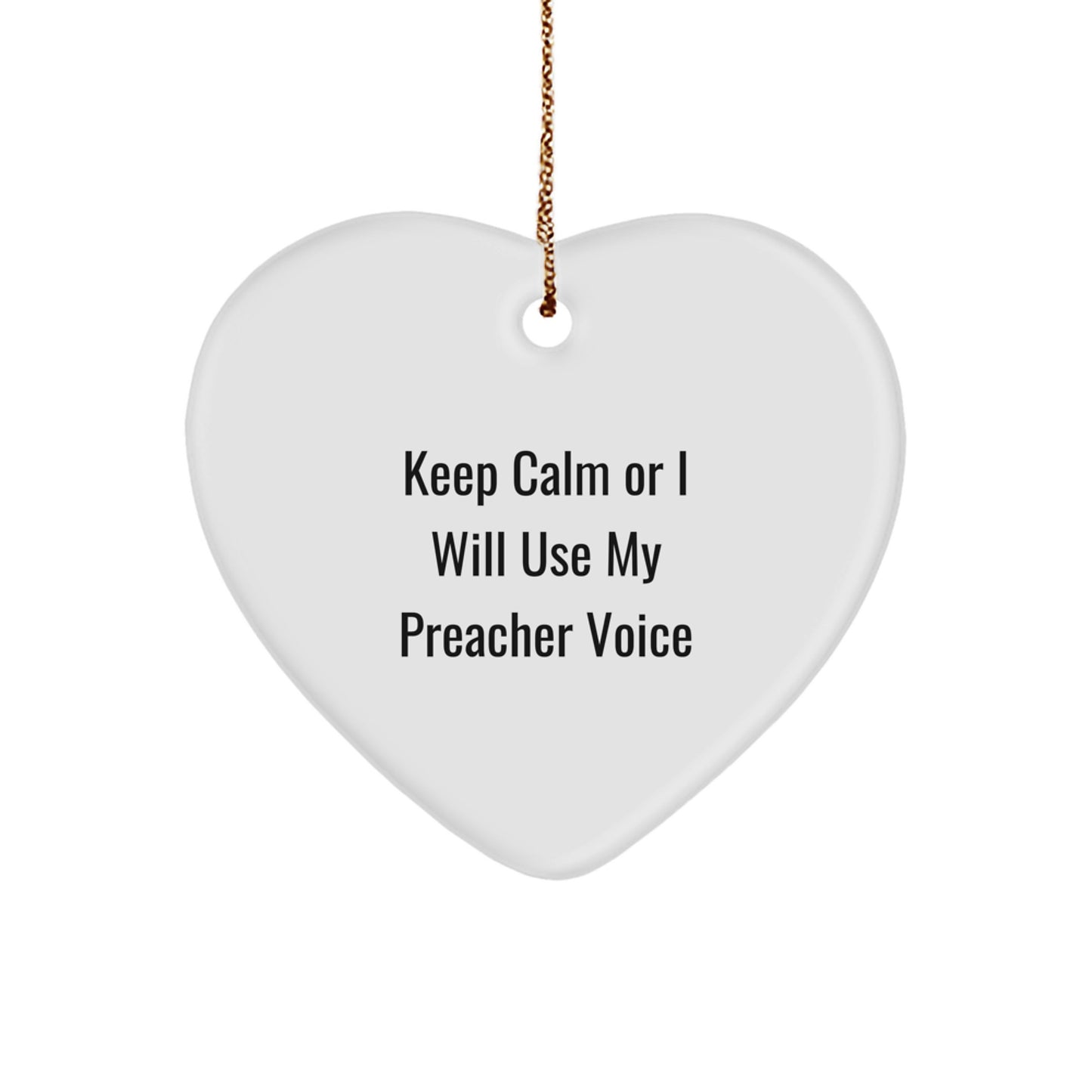 Funny Preacher Gifts for Men - Keep Calm Heart Ornament, Unique Christmas Unique Gifts from Friends to Family - Image 1