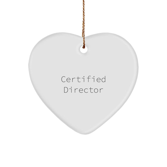 Funny Director Quotes Heart Ornament, Gifts from Friends or Coworkers, for Men or Women, Unique Christmas Unique Gifts, Inspirational Director Gift, Heart-Shaped MDF Ornament with Gold Cord - Image 1