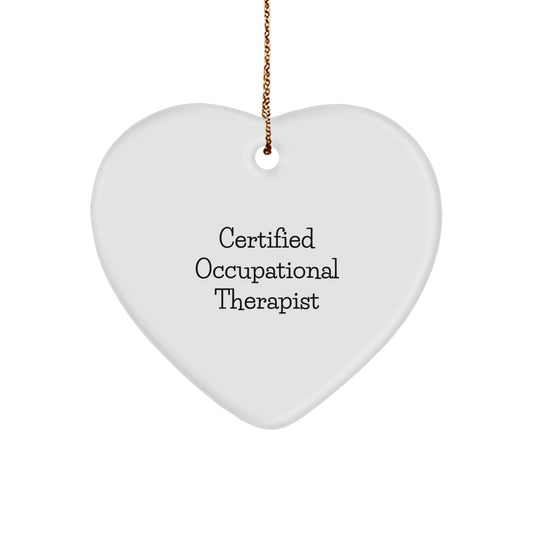 Occupational Therapist Gifts from Friends - Funny Quote 'I Heart OT' White Heart Ornament for Christmas Unique Gifts - Image 1