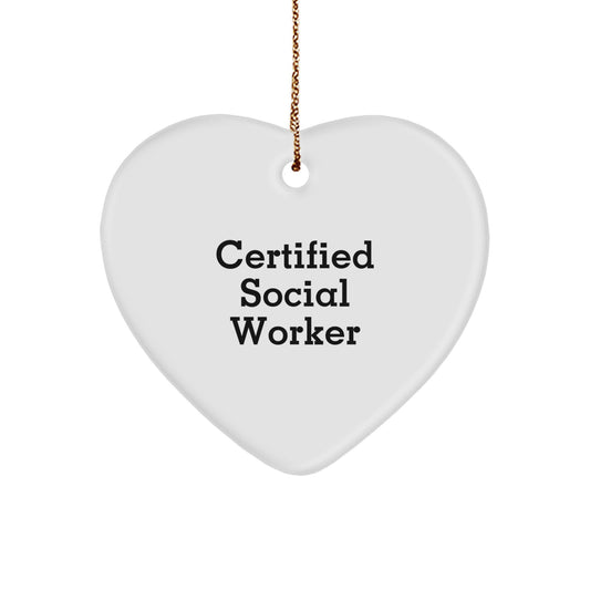 Funny Social Worker Gifts from Friends, 'Love is the Heart of Social Work' Heart Ornament for Social Worker Christmas Unique Gifts - Image 1