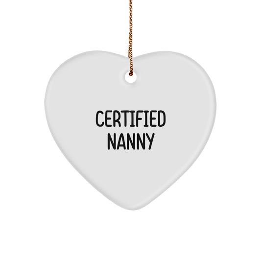 Gifts from Family to Nanny, Funny Quote Heart Ornament, Christmas Unique Gifts - Image 1