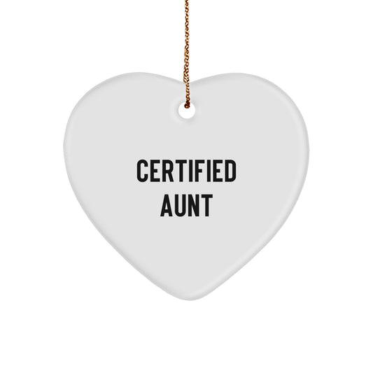 Funny Certified Aunt Heart Ornament Gifts from Family, for Aunt, Heart-Shaped Christmas Unique Gifts - Image 1