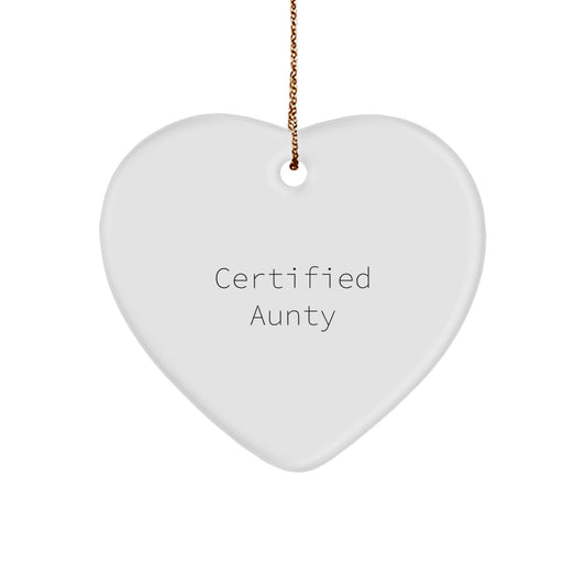 Certified Aunty Funny Heart Ornament Gifts from Family, Aunty Heart Decorations for Christmas Unique Gifts, Funny Quote Heart Shaped Ornament for Aunts - Image 1