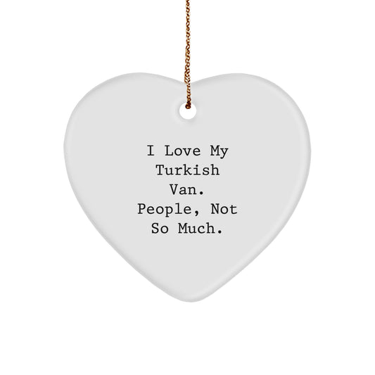 Funny Turkish Van Cat Lover Heart Ornament Gifts from Friends to Family for Christmas - Image 1