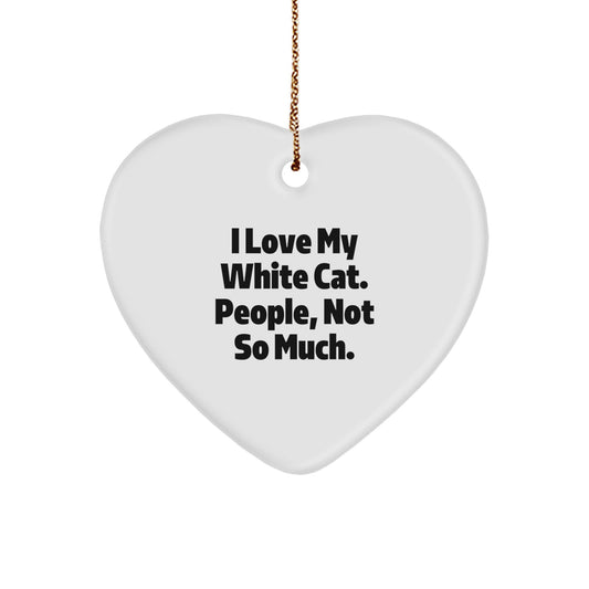 Funny White Cat Heart Ornament Gifts from Friends for White Cat Lover on Christmas Unique Gifts - Image 1