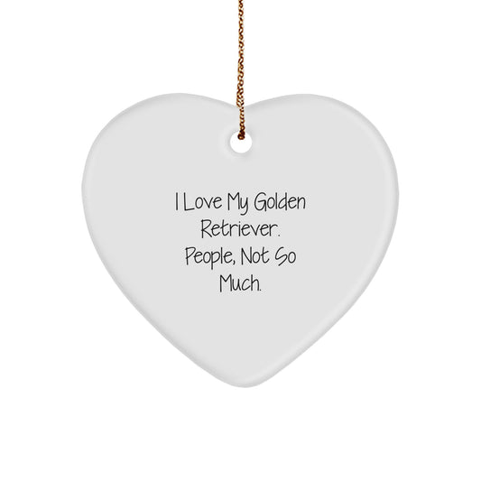 Funny Golden Retriever Dog Lover Gifts from Friends, Unique Christmas Unique Gifts for Men, Women, Family, Coworkers, Funny Heart Ornament - Image 1