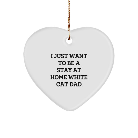 Funny White Cat Dad Gifts from Men to White Cat Lovers - White Cat Heart Ornament for Christmas Unique Gifts - Image 1
