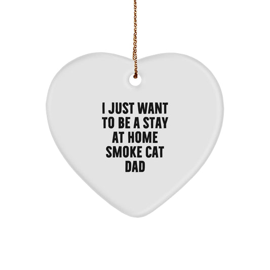 Funny Smoke Cat Dad Heart Ornament Gifts from Men to Family, Christmas Unique Gifts for Smoke Cat Enthusiasts - Image 1
