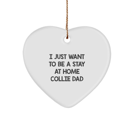 Funny Collie Dog Mom or Dad Gifts from Men to Women for Christmas Unique Heart Ornaments - Image 1