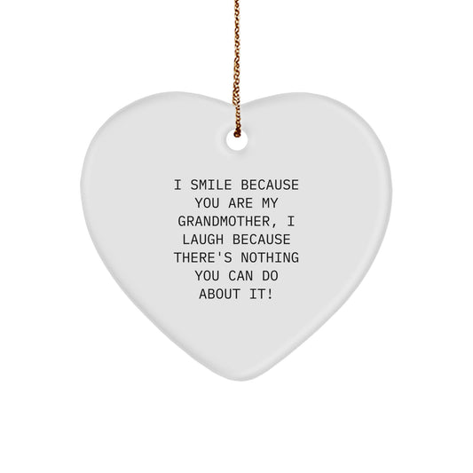 Grandma's Love, Funny Heart Ornament Gifts from Family, I Smile Because You Are My Grandmother - Image 1