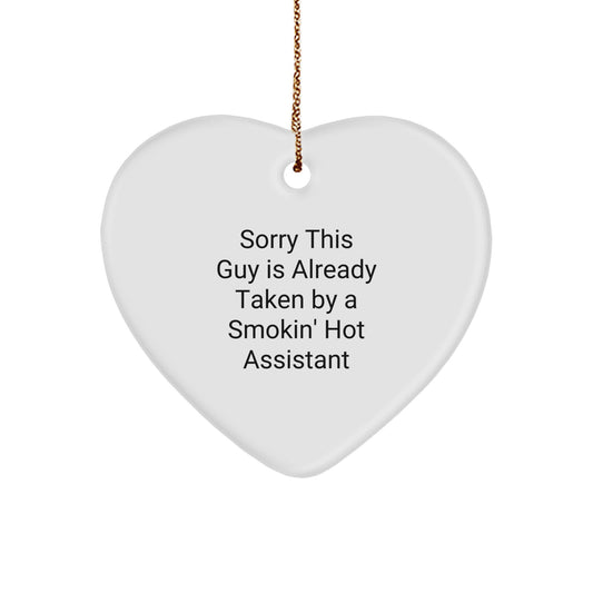 Funny Assistant Gifts from Friends, Heart Ornament, Gifts for Assistant Men, Smokin' Hot Assistant Quote, Christmas Unique Gift - Image 1