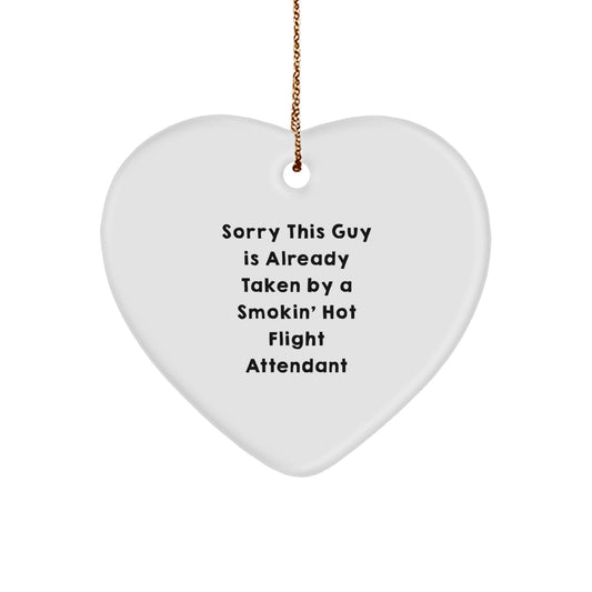 Funny Flight Attendant Heart Ornament Gifts for Men from Family, Unique Christmas Unique Gifts for Flight Attendant Friends - Image 1