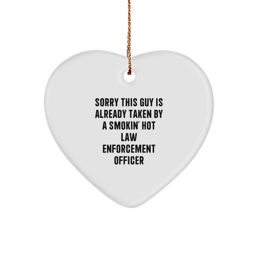 Funny Law Enforcement Officer Gifts from Friends or Family - Heart Ornament for Smokin' Hot Cops on Christmas - Image 1