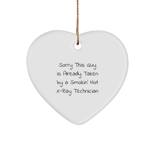 Funny X-Ray Technician Gifts from Friends - Christmas Unique Ornaments for Men - Heart Shaped White MDF with Sublimation Finish - Image 1
