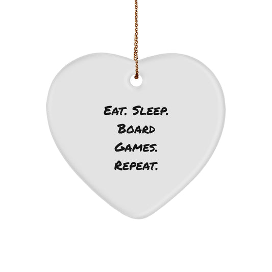 Cute Board Games Heart Ornament Gifts for Men Women Friends Family - Eat. Sleep. Board Games. Repeat. - Gifts from Loved Ones for Christmas Unique Presents - Image 1
