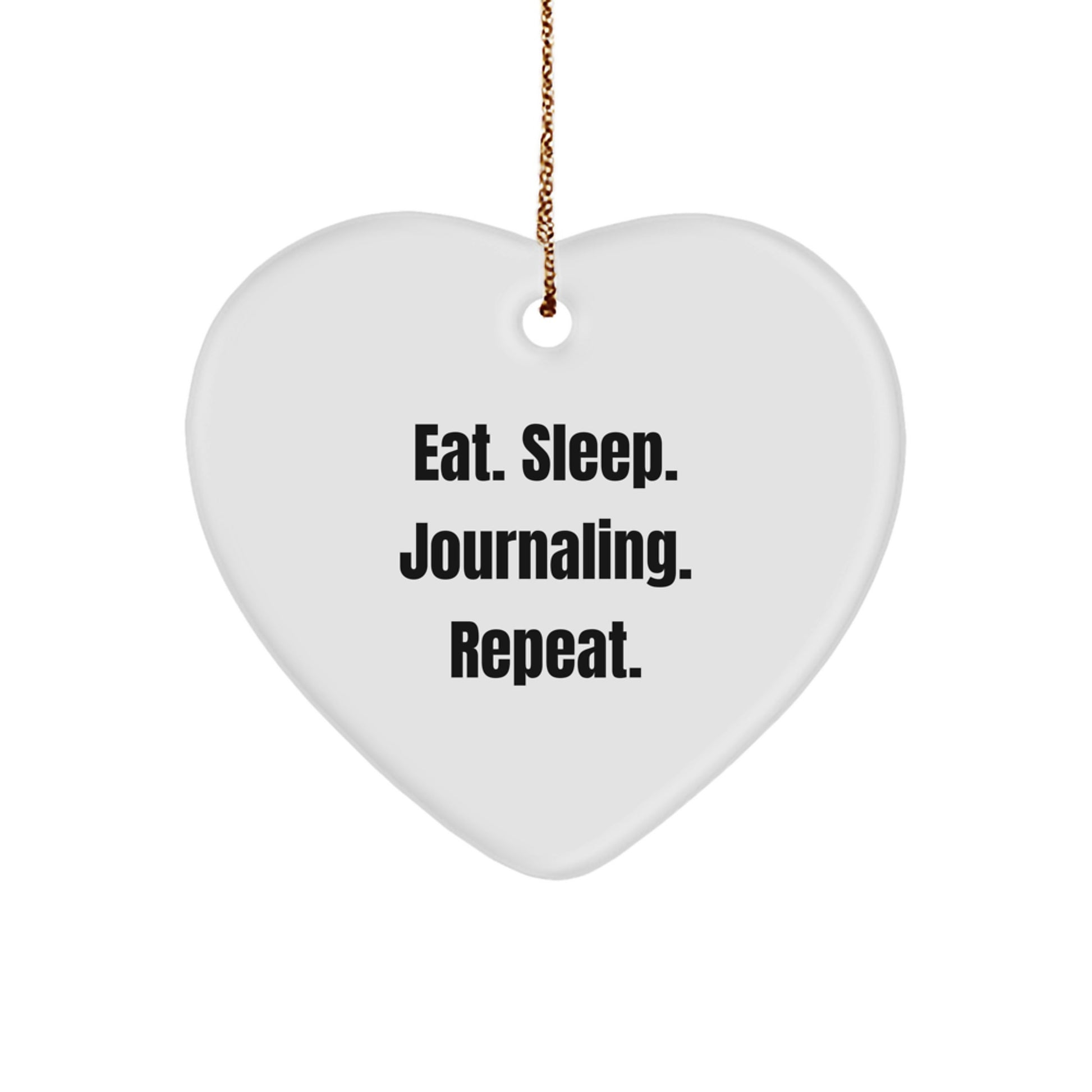 Funny Journaling Heart Ornament Gifts from Men to Family Members for Christmas Unique Decorations Eat Sleep Journaling Repeat - Image 1