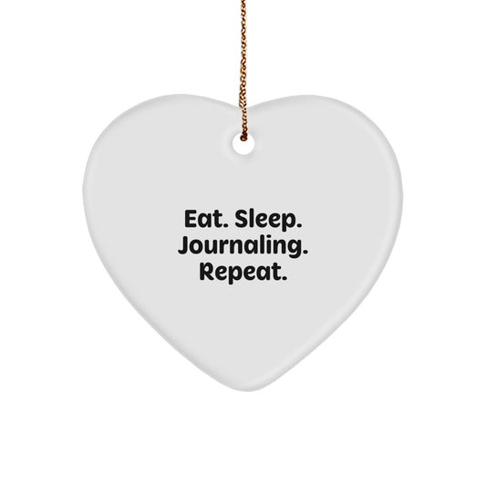 Funny Journaling Heart Ornament Gifts from Family, Friends, Coworkers, or Men and Women at Christmas - Image 1