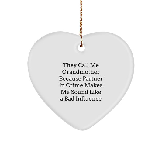 Funny Grandmother Gifts for Her, Heart Ornament with They Call Me Grandmother - Christmas Unique Gifts from Family to Grandma - Image 1