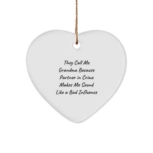 Funny Grandma Heart Ornament | Christmas Unique Gifts from Mom or Dad to Grandma - Image 1