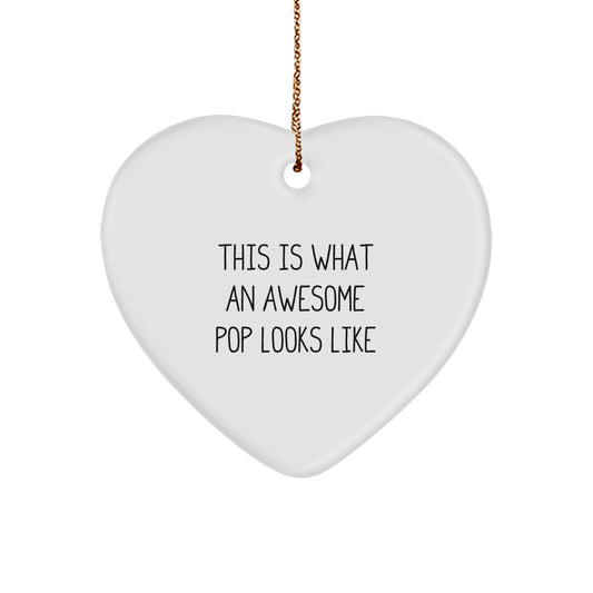 Heartfelt Pop Christmas Unique Gifts from Friends to Family Members - This Is What An Awesome Pop Looks Like Pop Art Heart Ornament - Image 1