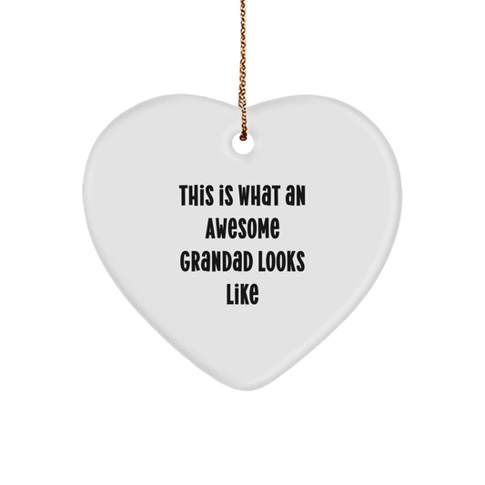 Funny Grandad Heart Ornament Gifts from Men Friends Family, Awesome Grandad Christmas Unique Gifts, Personalized Heart Shaped Ornament for Grandad - Image 1