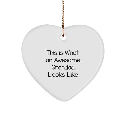 Funny Grandad Gifts Heart Ornament This Is What An Awesome Grandad Looks Like, Christmas Unique Gifts from Men to Grandad, Funny Grandad Heart Ornament for Grandad - Image 1