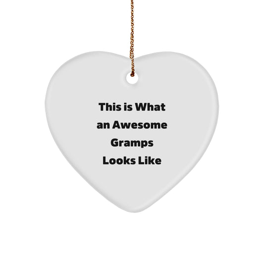 Funny Gramps Gifts, Heart Ornament for Gramps, 'This Is What An Awesome Gramps Looks Like' Christmas Unique Gift for Men - Image 1