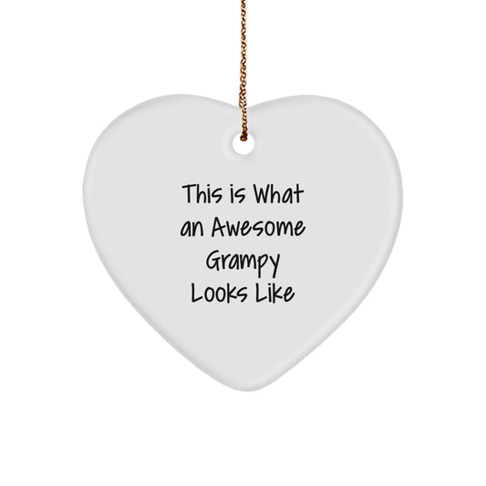 Funny Grampy Heart Ornament Gifts from Men, Women, or Family, Great for Christmas, Unique Grampy Gifts, This Is What Awesome Grampy Looks Like, Heart Shaped - Image 1