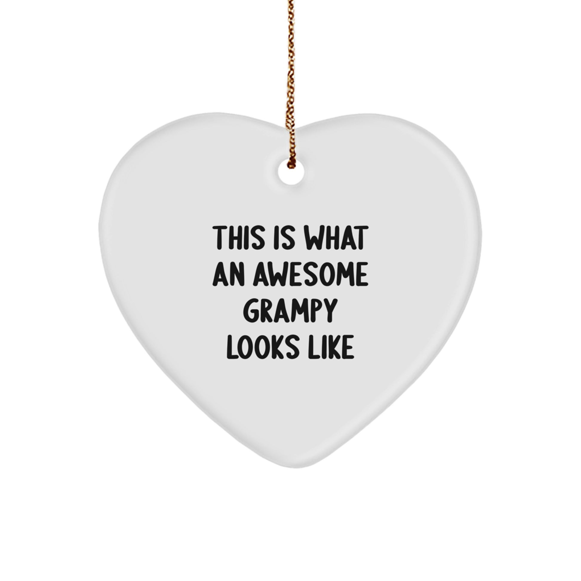 Funny Grampy Gifts for Men - Christmas Heart Ornament with This Is What An Awesome Grampy Looks Like Quote, Gifts from Grandpa to Grampy - Image 1