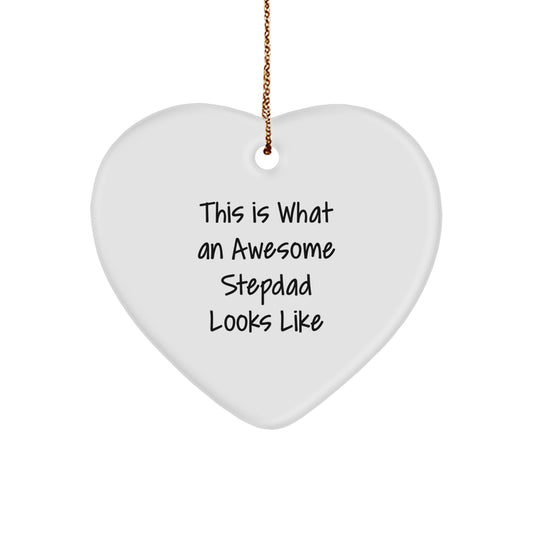 Stepdad Gifts from Family - This Is What an Awesome Stepdad Looks Like Heart Ornament for Christmas - Image 1