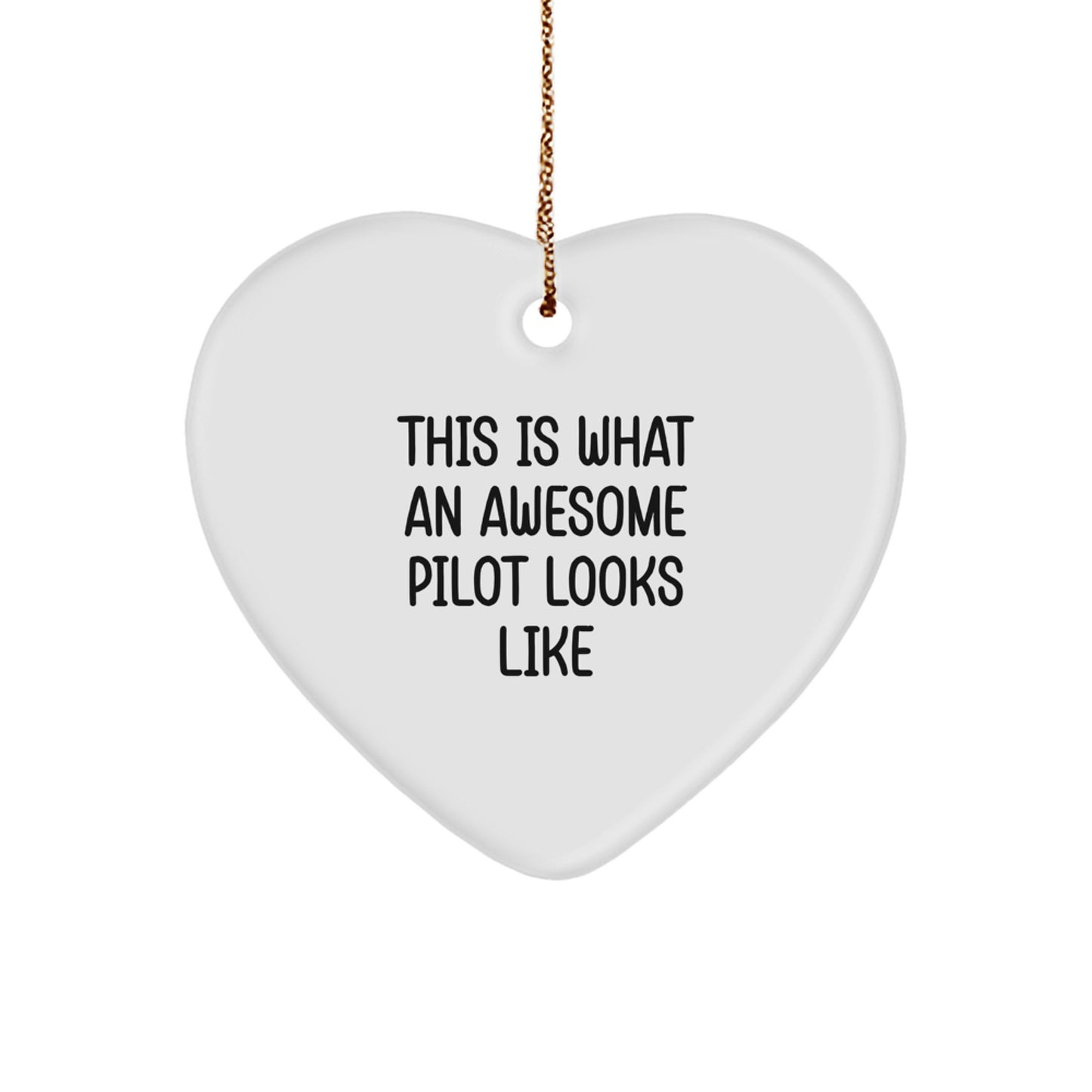 Funny Pilot Gifts from Friends for Men Christmas Unique Heart Ornament This Is 'What An Awesome Pilot Looks Like' - Image 1