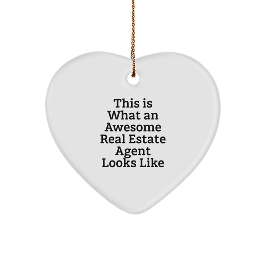 Real Estate Agent Heart Ornament Gifts from Friends, 'This Is What An Awesome Real Estate Agent Looks Like', Christmas Unique Gifts for Real Estate Agents - Image 1
