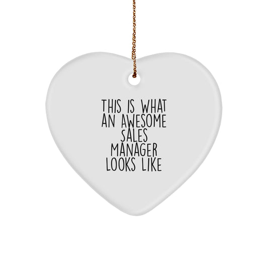 Funny Sales Manager Gifts, This Is What An Awesome [Sales Manager] Looks Like, Heart Ornament for Christmas, Gifts from Friends and Family - Image 1