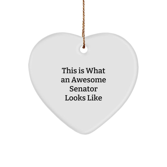 Funny Senator Gifts, Heart Ornament for Christmas, This Is What An Awesome Senator Looks Like, Gifts from Friends, Gifts for Senator - Image 1