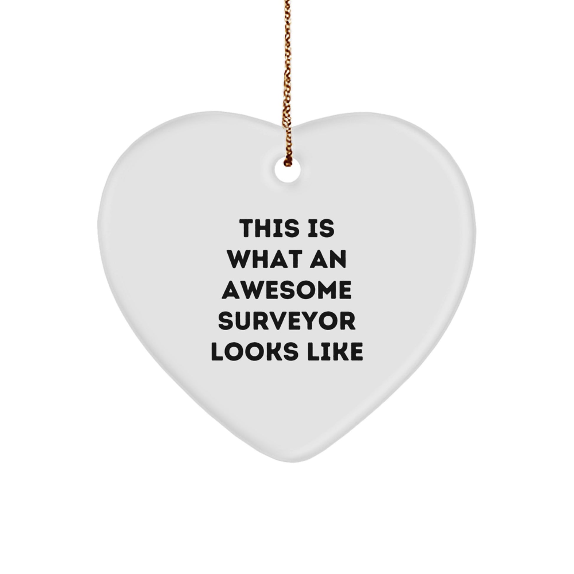 Funny Surveyor Gifts from Friends for Men - This Is What An Awesome Surveyor Looks Like Heart Ornament for Christmas - Image 1