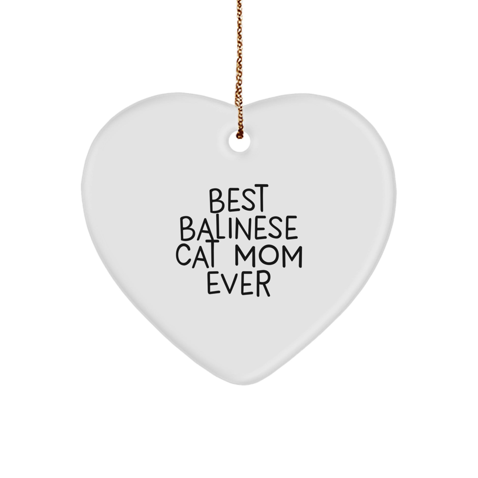 Funny Balinese Cat Mom Gifts for Christmas - Heart Ornament from Friends and Family - Image 1
