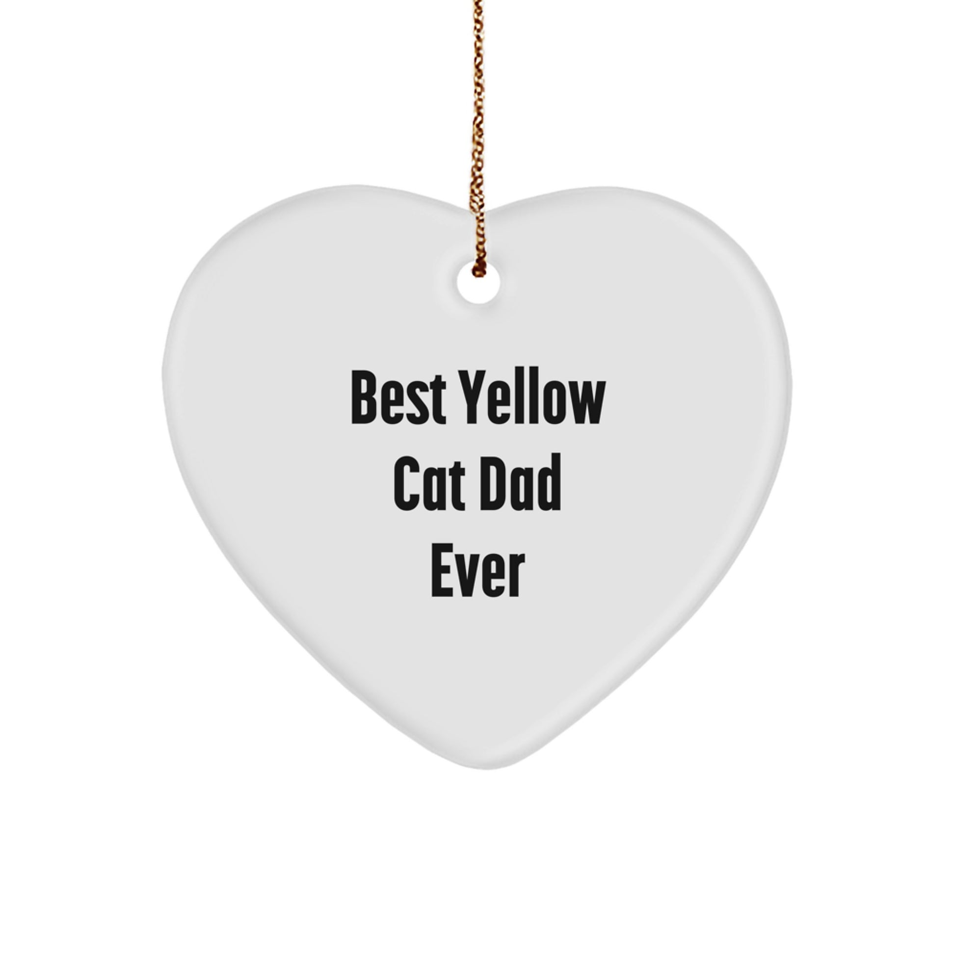 Funny Yellow Cat Dad Ever Gifts from Friends to Family for Christmas Unique Heart Ornament - Image 1