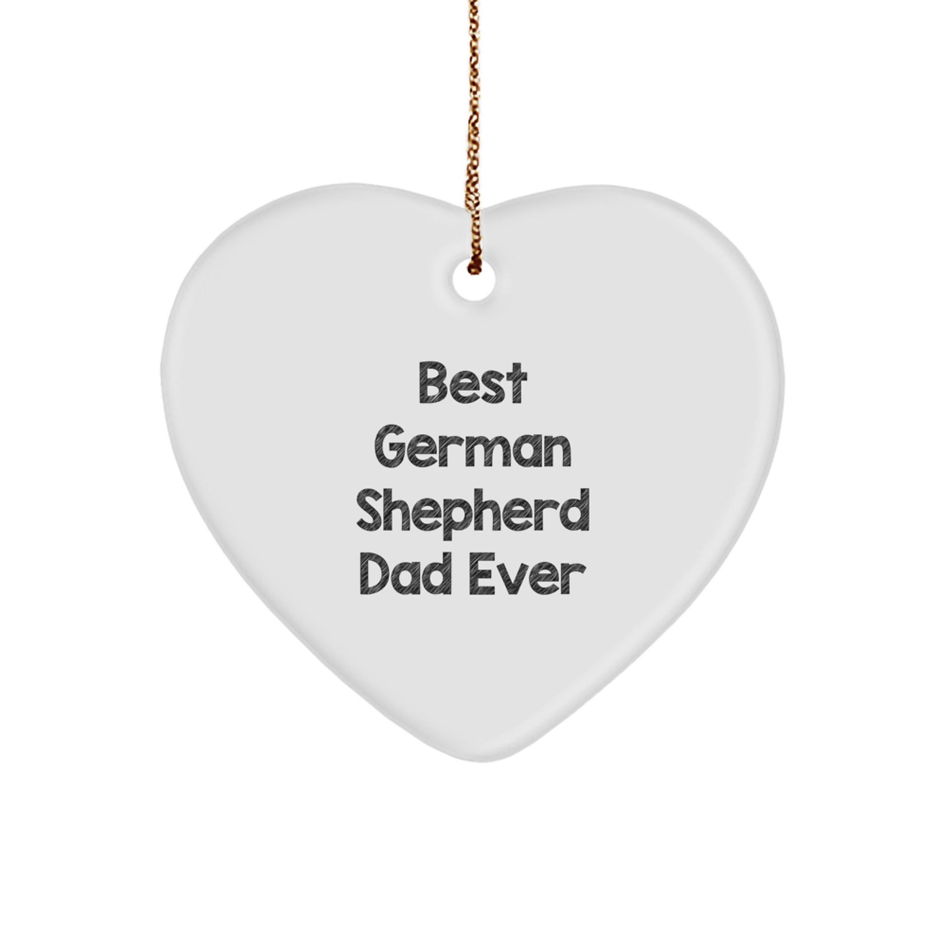 Funny German Shepherd Dog Dad Gifts - 'Best German Shepherd Dad Ever' Christmas Heart Ornament - Image 1