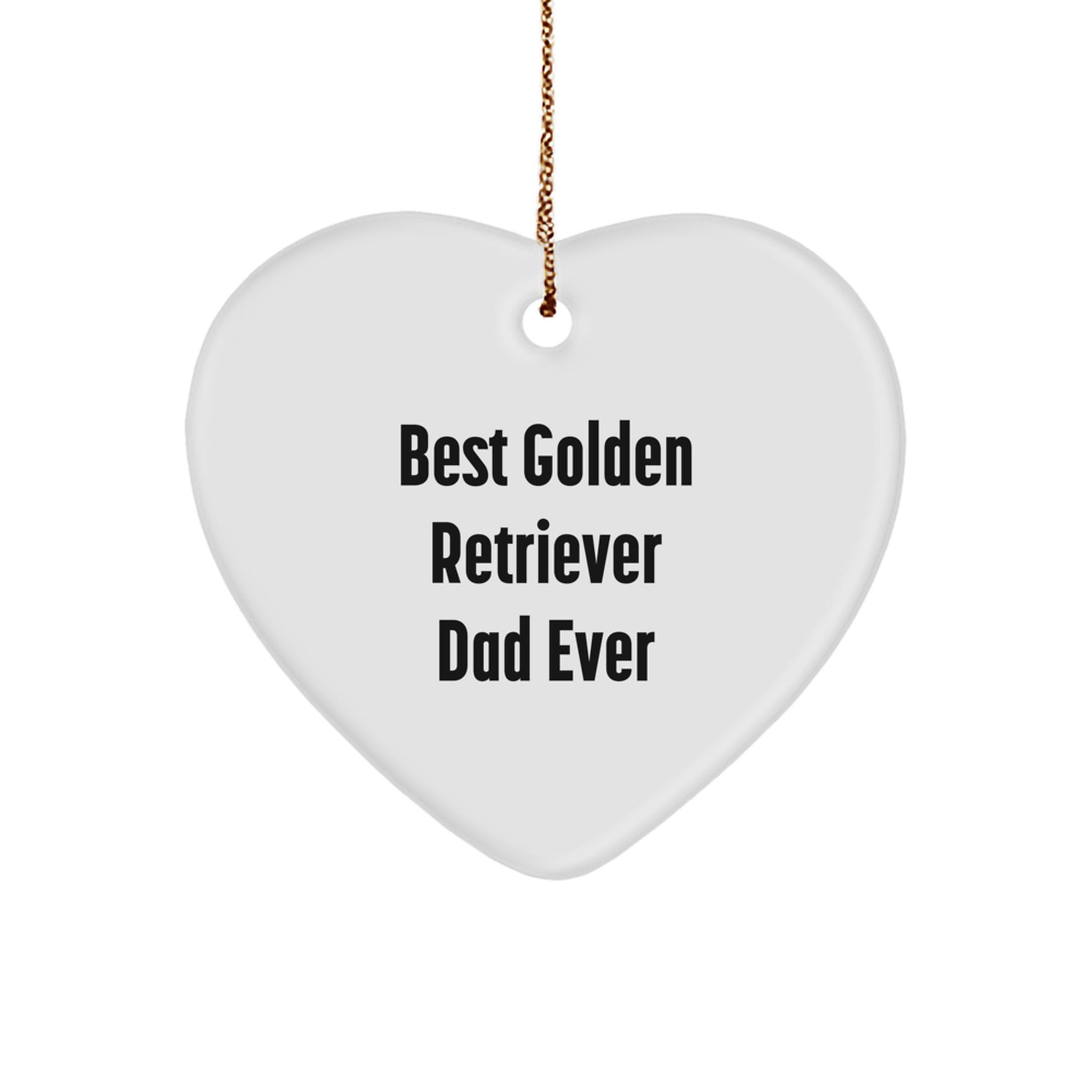 Funny Golden Retriever Dog Gifts from Dad to Son, Heart Ornament for Christmas, Best Golden Retriever Dad Ever Quote, Gifts for Family - Image 1