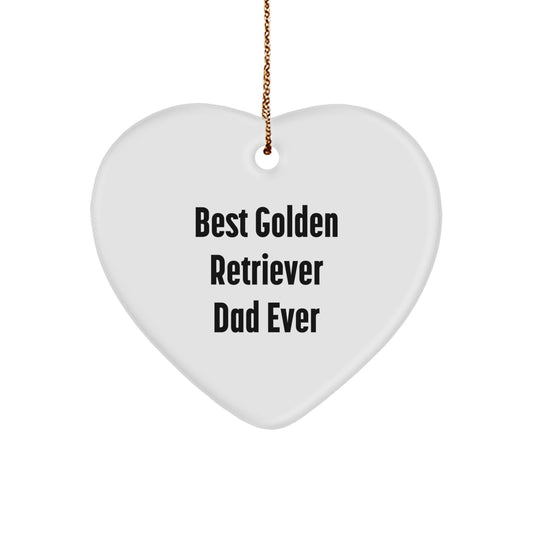 Funny Golden Retriever Dog Gifts from Dad to Son, Heart Ornament for Christmas, Best Golden Retriever Dad Ever Quote, Gifts for Family - Image 1
