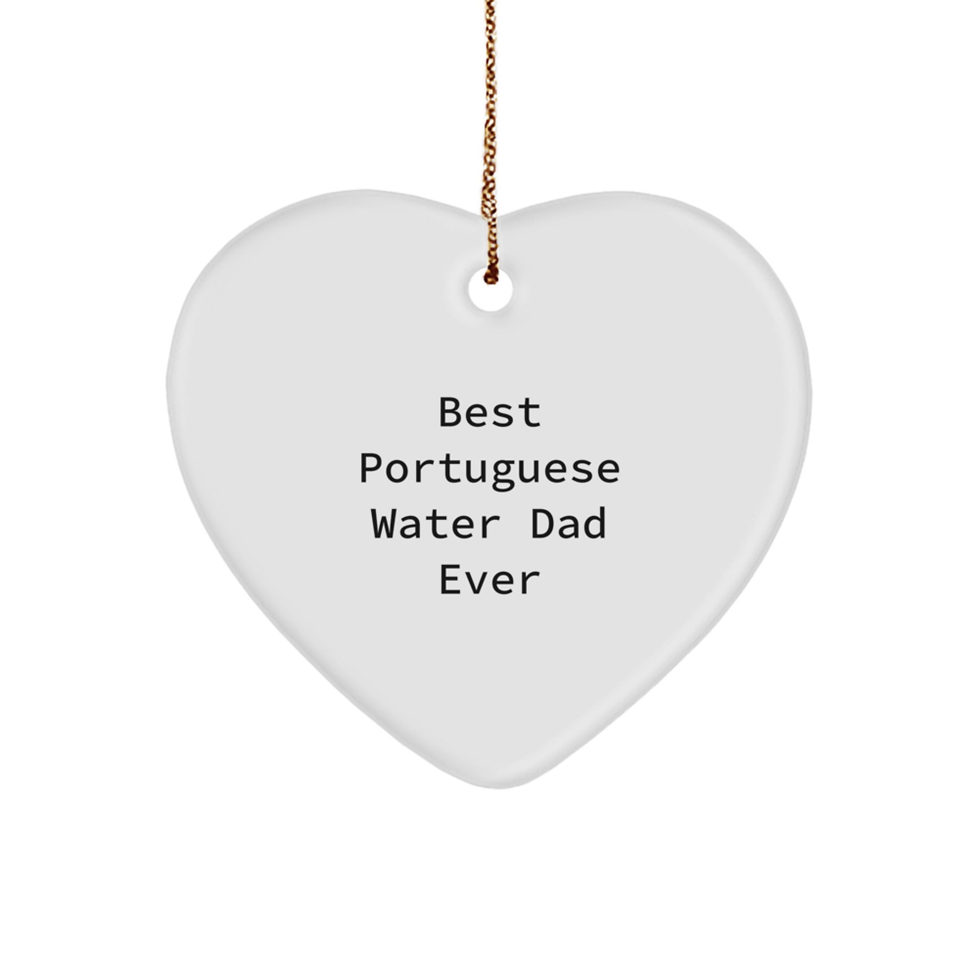Funny Portuguese Water Dog Gifts from Men to Portuguese Water Dog Owners - Best Portuguese Water Dad Ever Heart Ornament for Christmas - Image 1