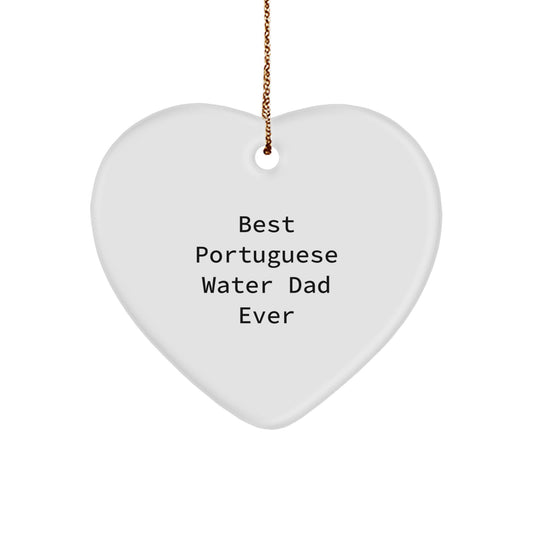Funny Portuguese Water Dog Gifts from Men to Portuguese Water Dog Owners - Best Portuguese Water Dad Ever Heart Ornament for Christmas - Image 1