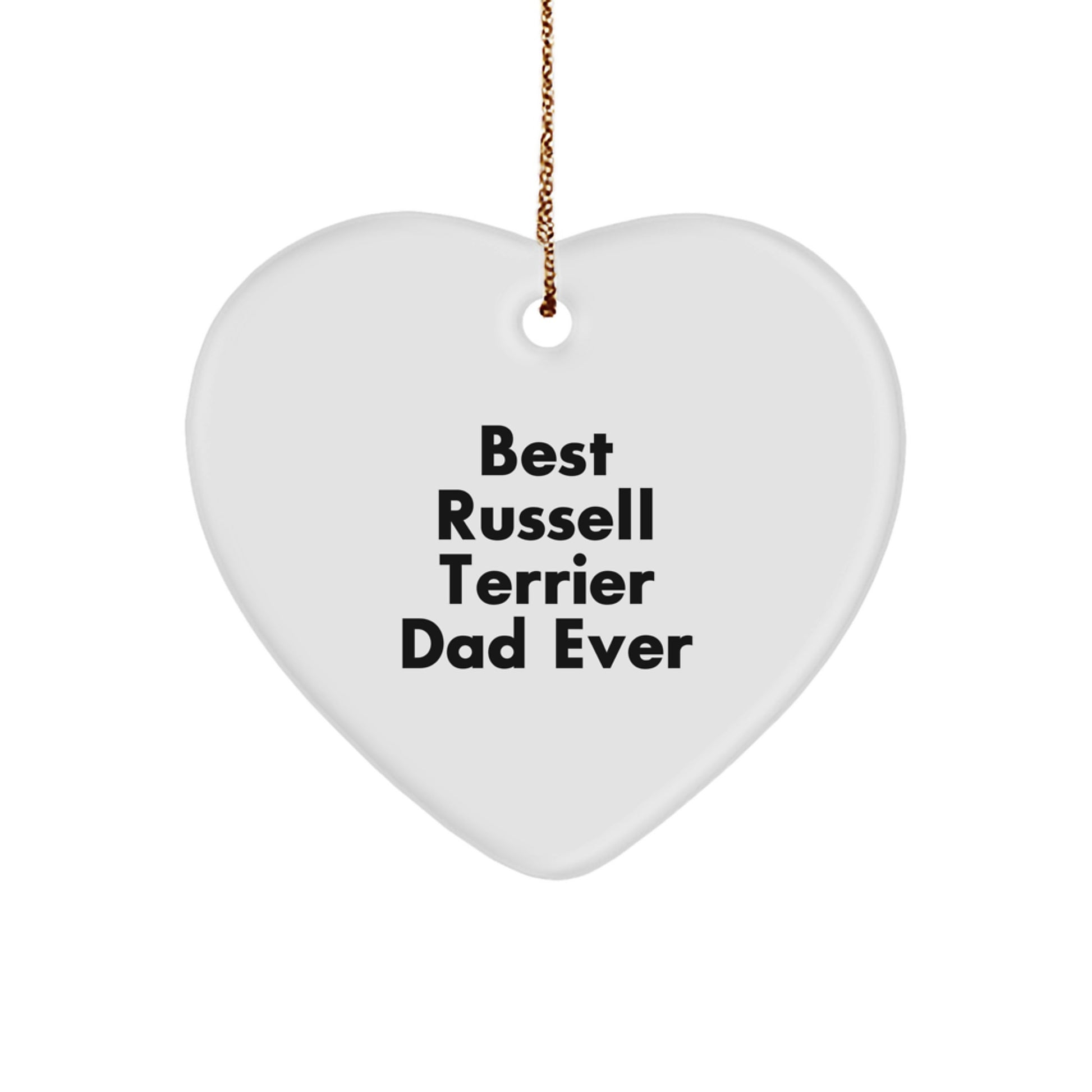 Russell Terrier Dog Lovers Gifts from Men to Friends - Heart Ornament for Best Dad Ever, Christmas Unique Presents for Russell Terrier Dog Owners - Image 1
