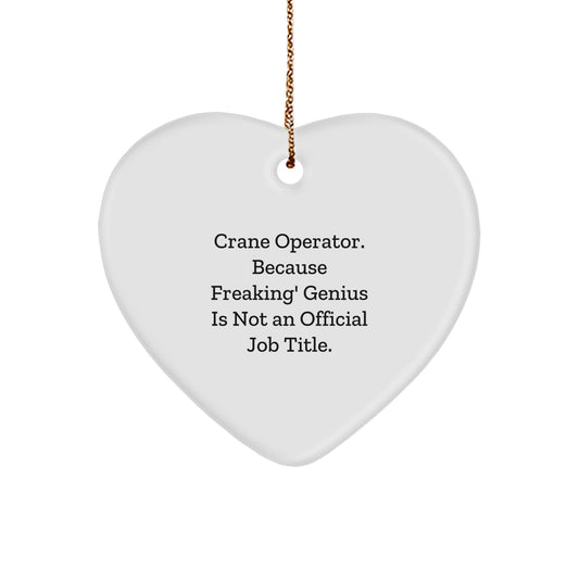 Funny Crane Operator Gifts for Men, Heart Ornament with 'Freaking genius' Quote, Unique Christmas Unique Gifts from - Image 1