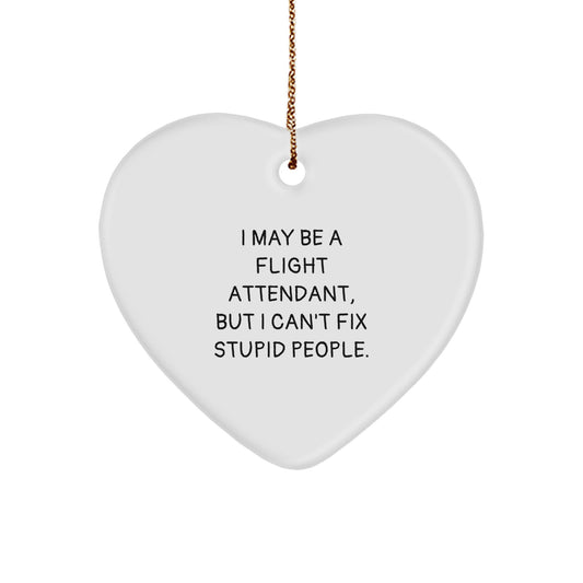 Funny Flight Attendant Gifts from Friends, Heart Ornament with Inspirational Quote for Flight Attendant Friends and Family - Image 1