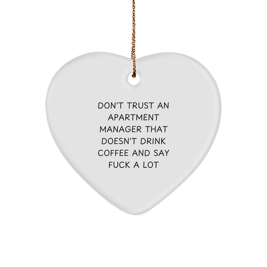 Funny Gifts from Friends for Apartment Manager - Heart Ornament with Coffee Lovers Quote, Perfect Apartment Manager Gifts for Men, Unique Christmas Unique Gifts for Coworkers - Image 1
