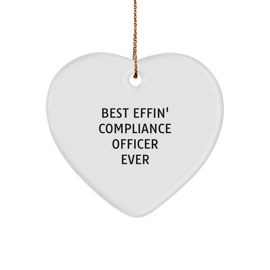 Gifts from Friends for the Best Effin' Compliance Officer Ever - Heart Ornament for Christmas Unique Presents - Image 1