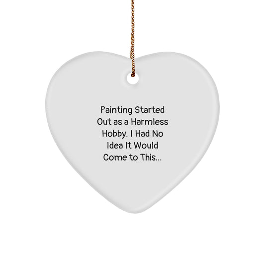 Funny Painting Gifts from Friends, Heart Ornament for Painting Lovers, White Heart Shaped Ornament, Christmas Unique Gifts for Family - Image 1