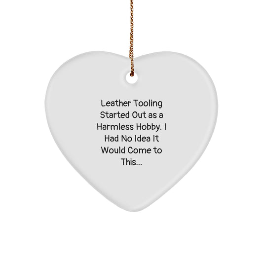 Funny Leather Tooling Gifts from Friends for Men, Women, Coworkers, and Family - Heart Ornament with Christmas Unique Gifts - Image 1