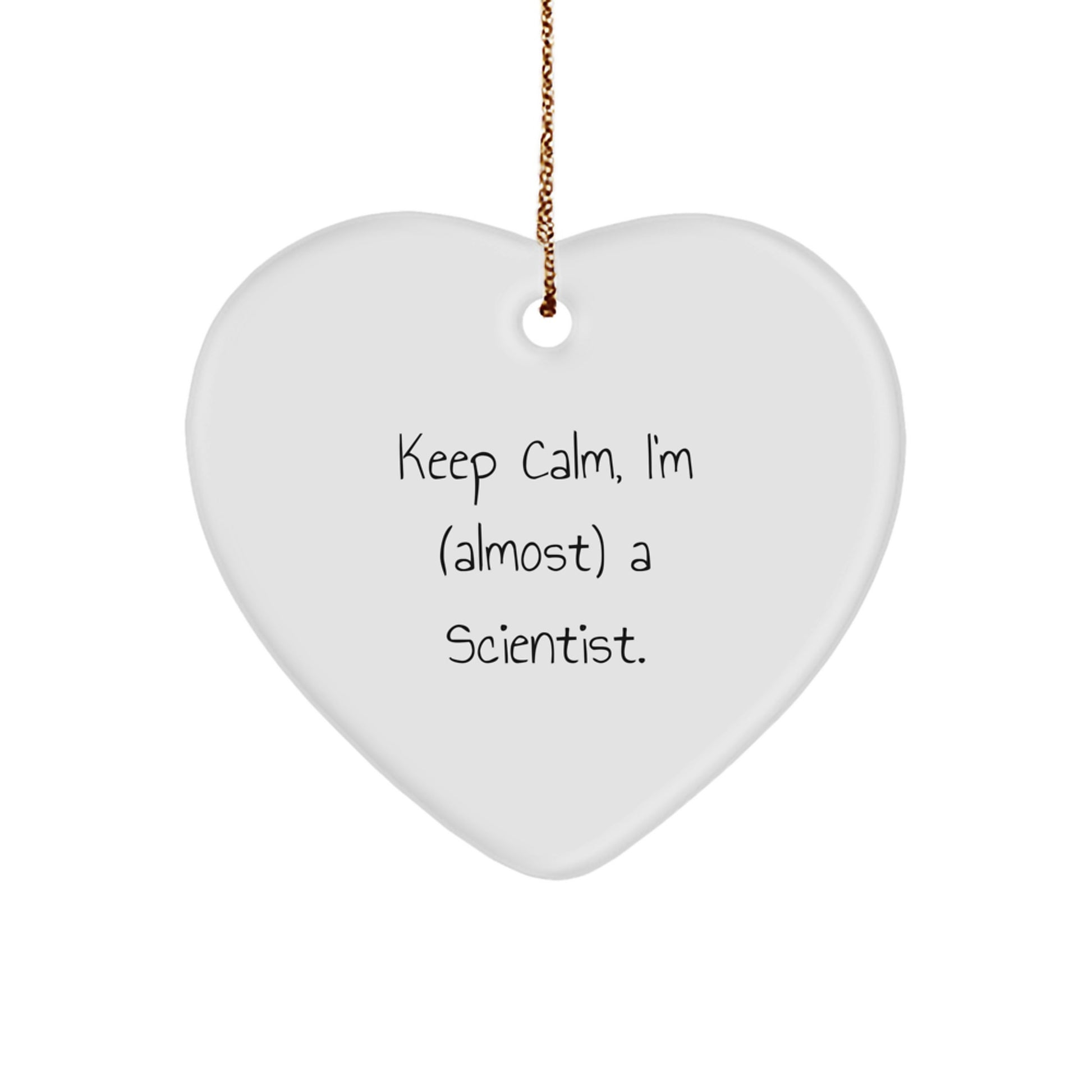Funny Scientist Gifts for Men, Women or Friends - Keep Calm Heart Ornament, Christmas Unique Presents from Family - Image 1